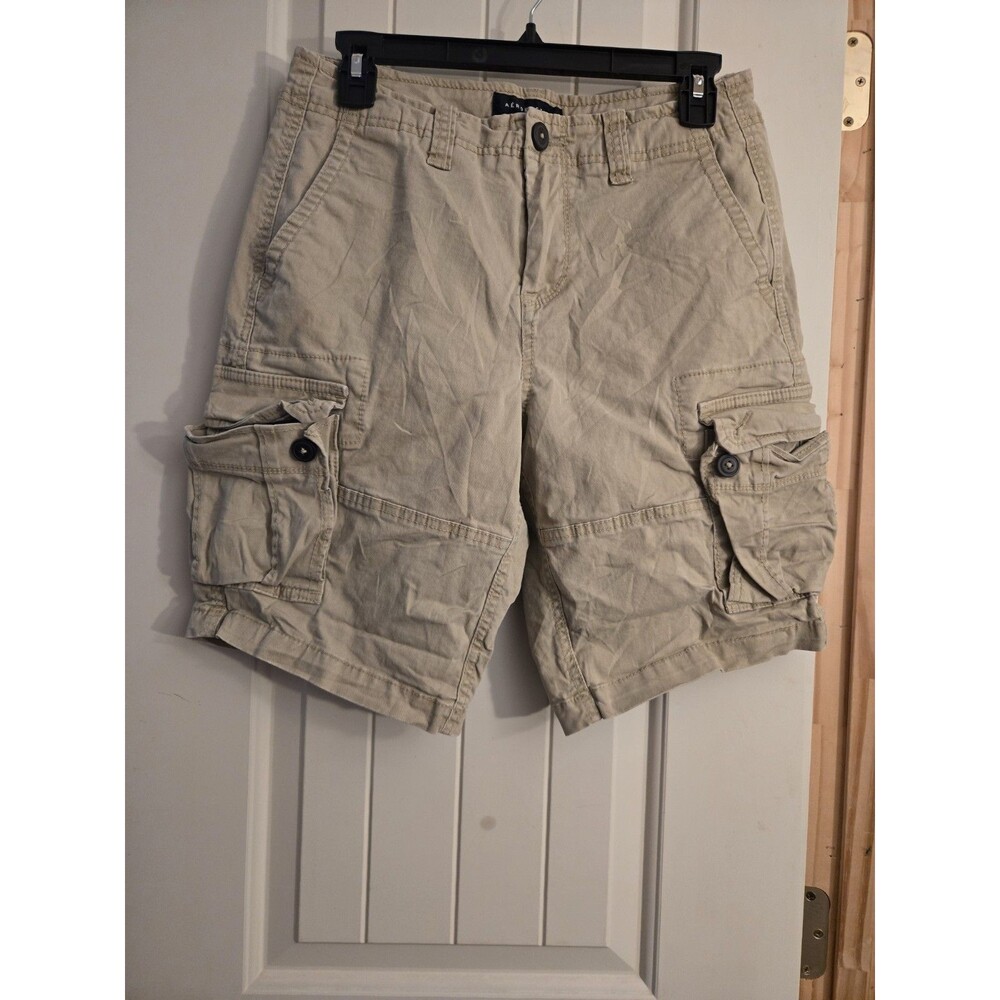 Aeropostale Men Cargo Shorts Khaki Tan Size 28 Y2K Skater Utility Gorpcore